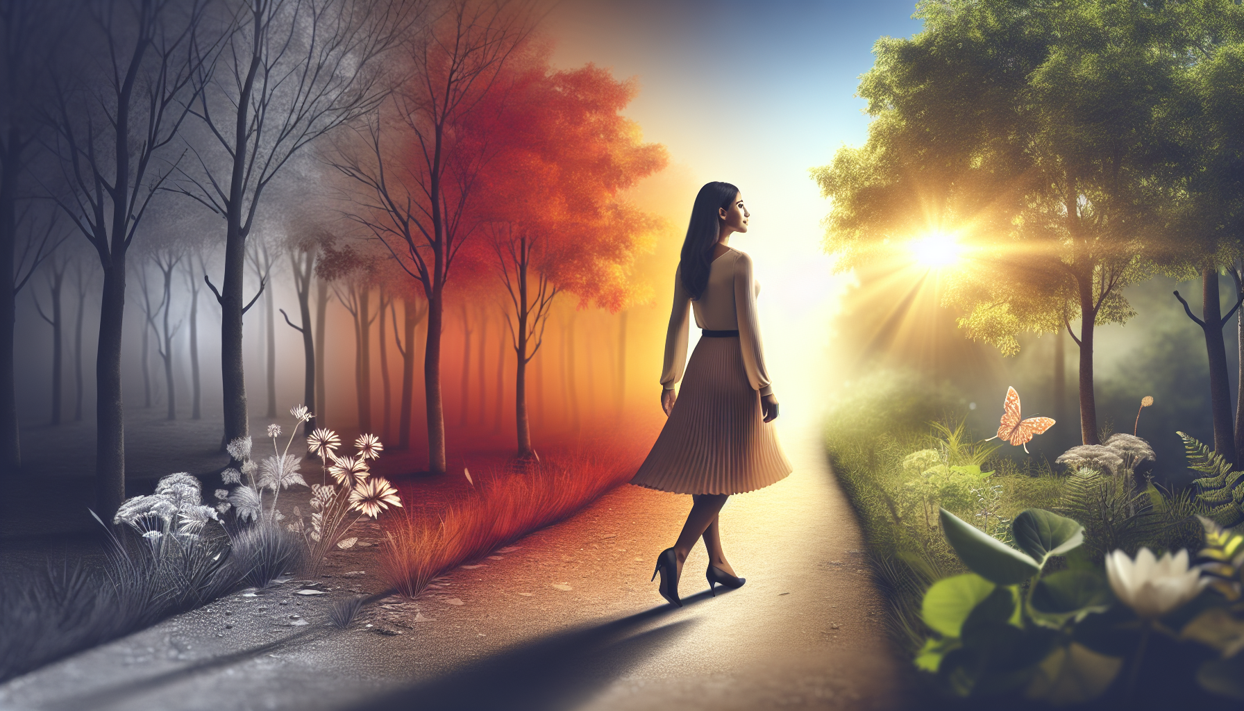 言情逆襲主角蛻變瞬間藝術插畫