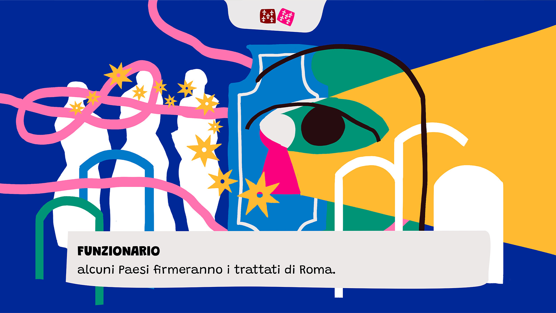 遊戲展現法爾內塞宮內部的剪影風格場景，充滿歷史氛圍