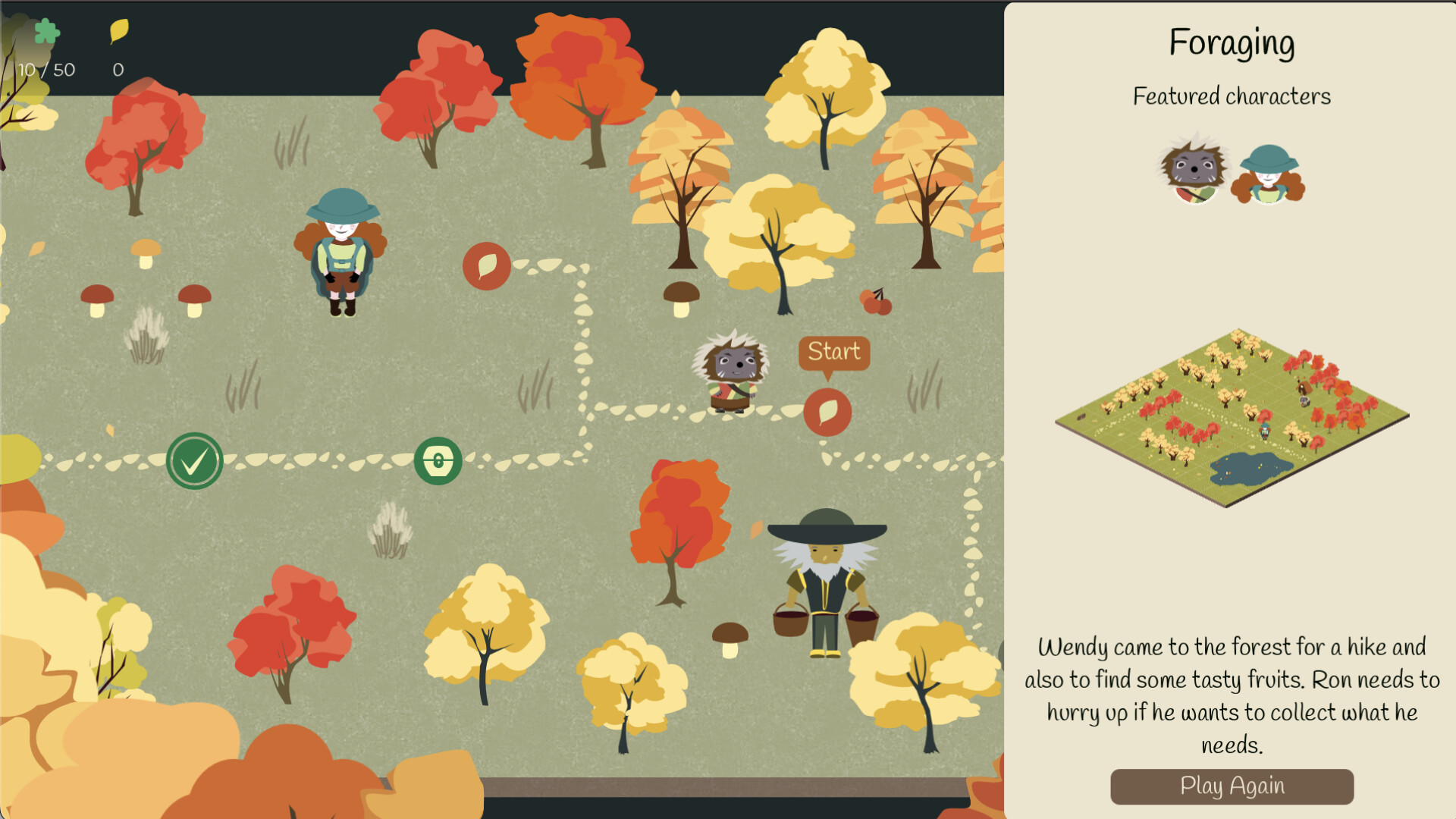 Forest Time 角色在網格地圖上進行移動規劃