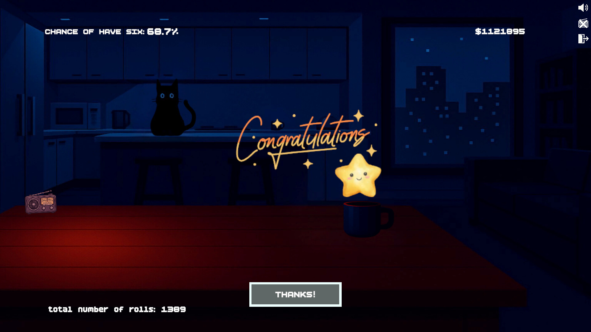 遊戲結束畫面,簡單的感謝背後是開發者與玩家之間的情感連結。