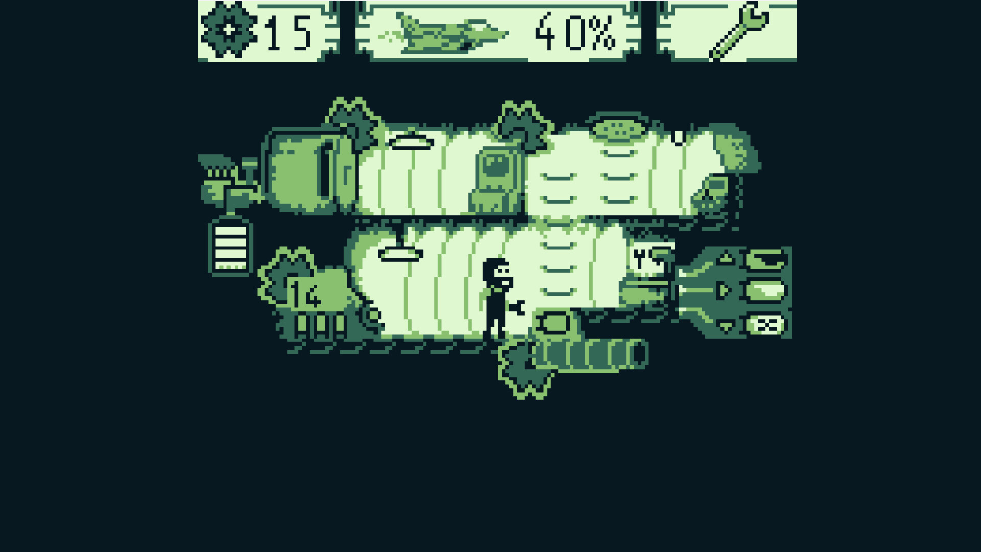 飛船的系統介面，玩家需要在此管理各項功能。