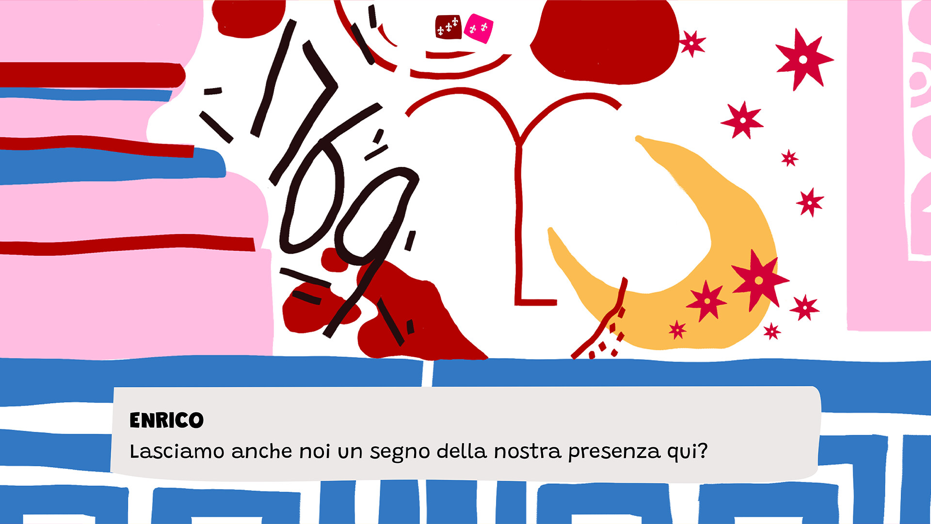 遊戲中的互動介面，展示了角色立繪與對話框