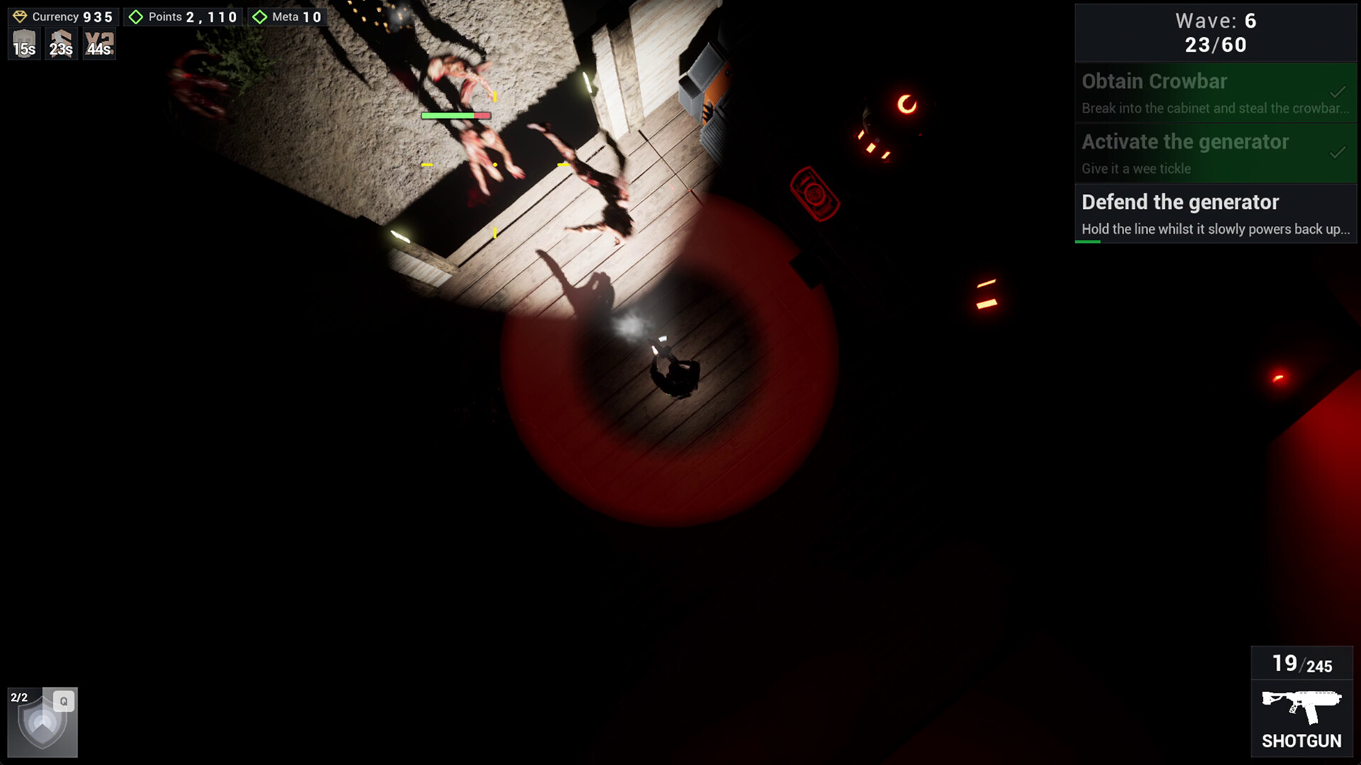 DreadHold 遊戲截圖，展示大量敵人與防禦工事