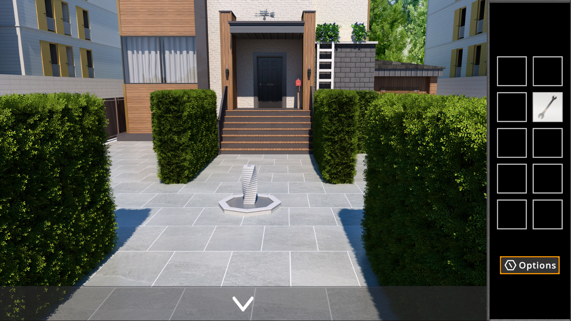 遊戲場景截圖：現代化的家具擺設隱藏著線索