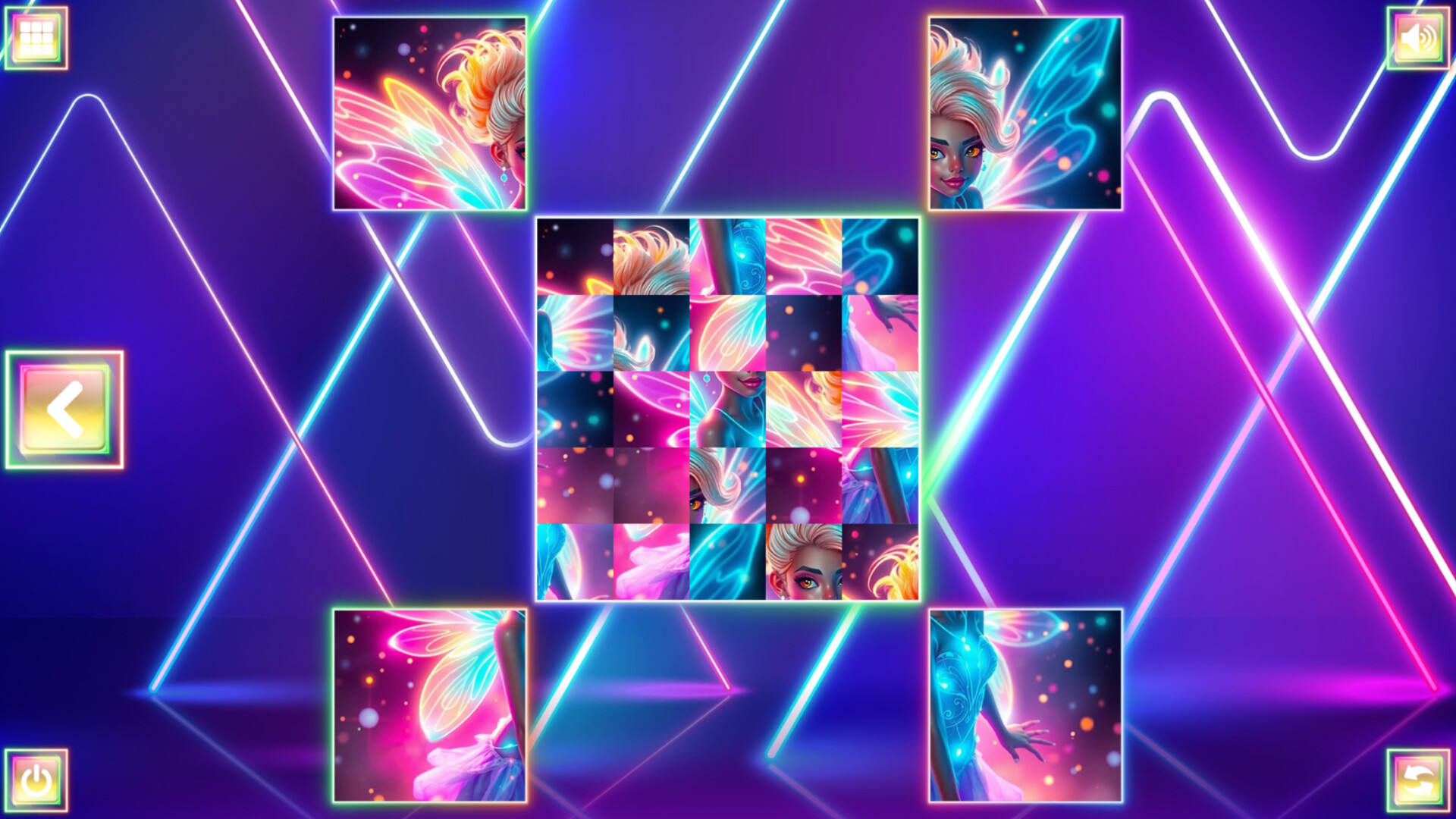 在黑暗中閃耀的拼圖完成圖，展現了遊戲的高畫質藝術表現。