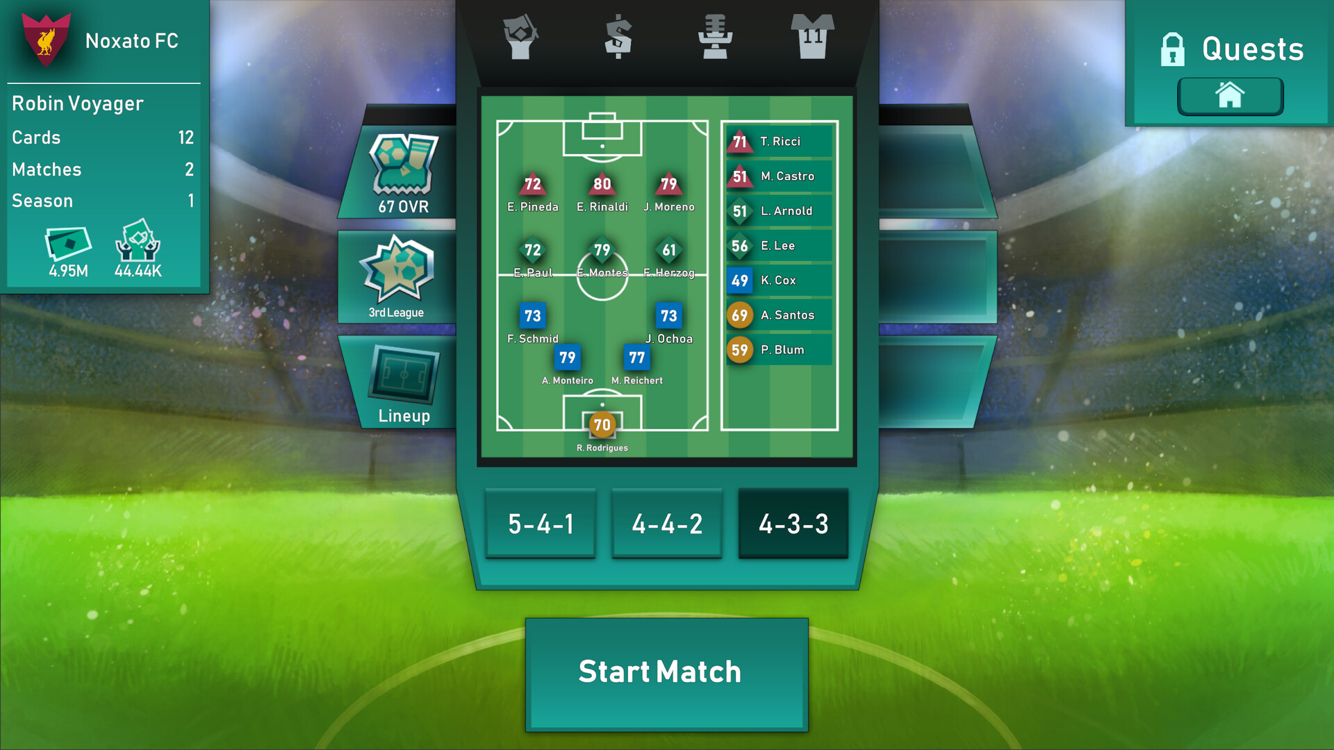 賽程表與卡牌管理介面