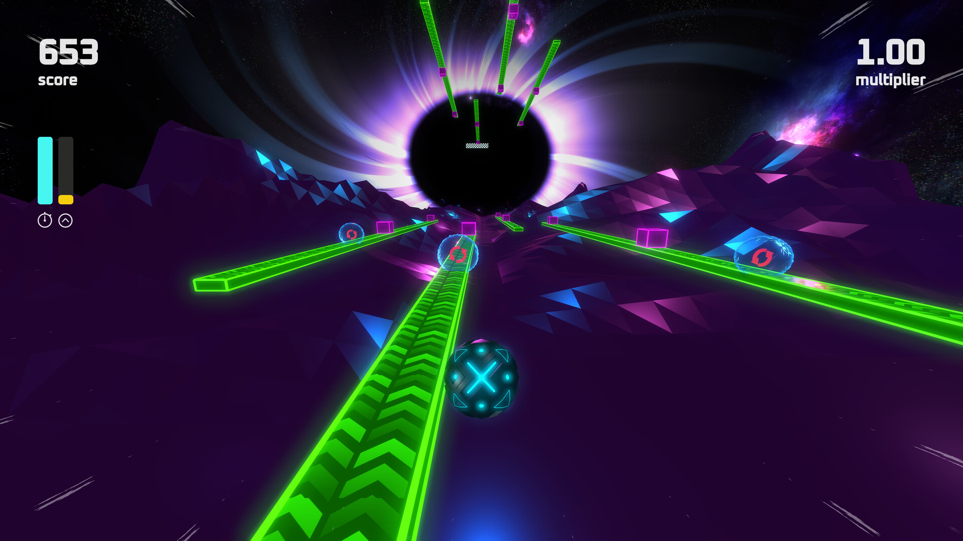 充滿扭曲與旋轉機制的關卡設計，展現了物理法則崩壞的場景