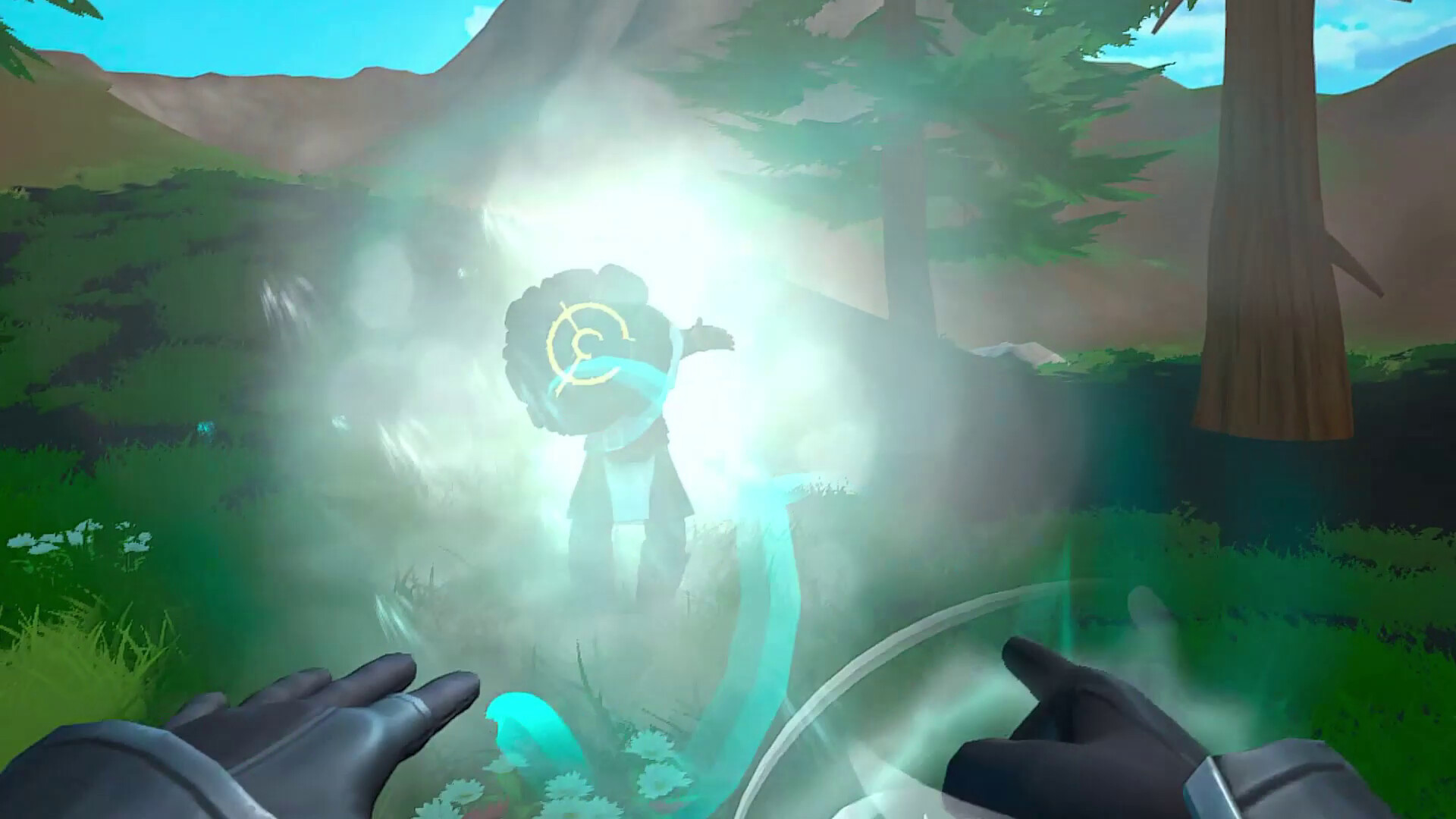 第一人稱視角下的魔法發射瞬間