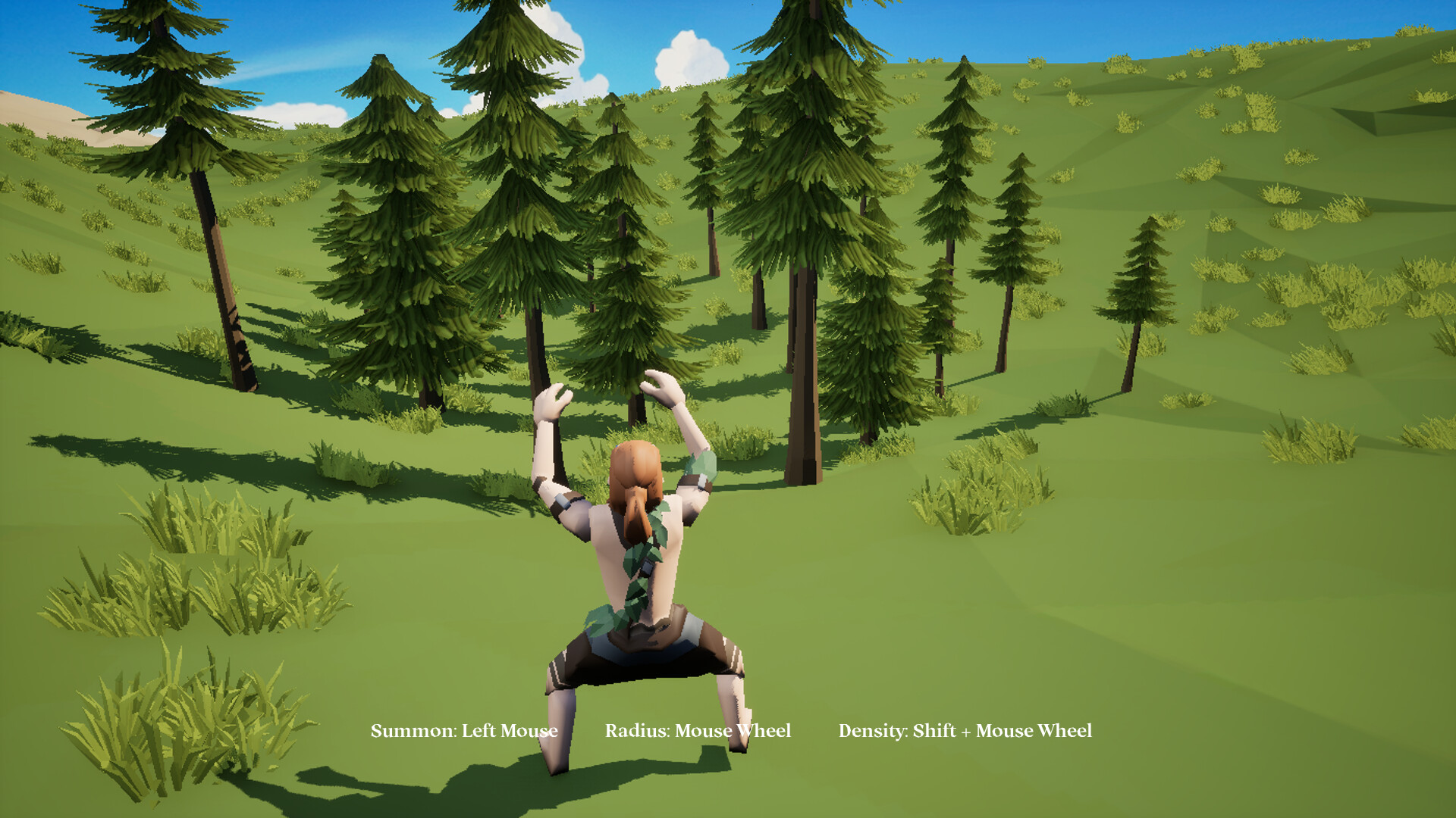 遊戲截圖，展示了大規模的森林與魔法陣。