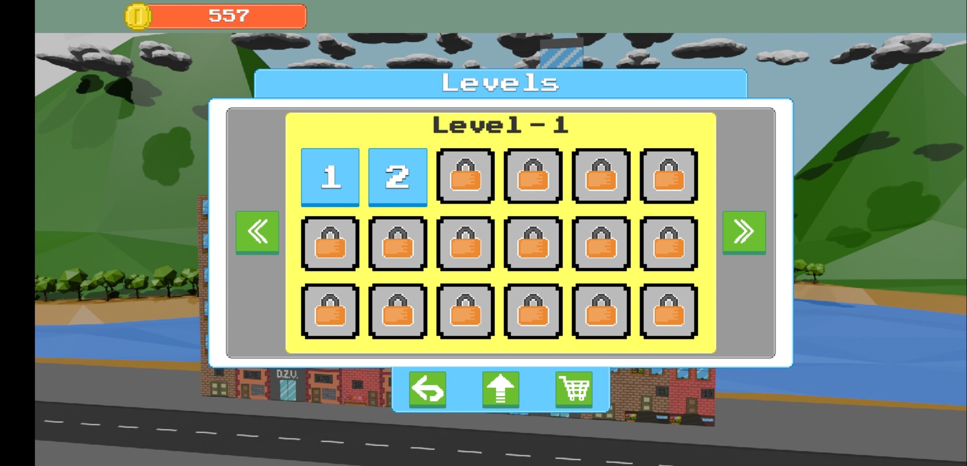 遊戲畫面展示了飛機在低空飛行，準備投彈摧毀建築物