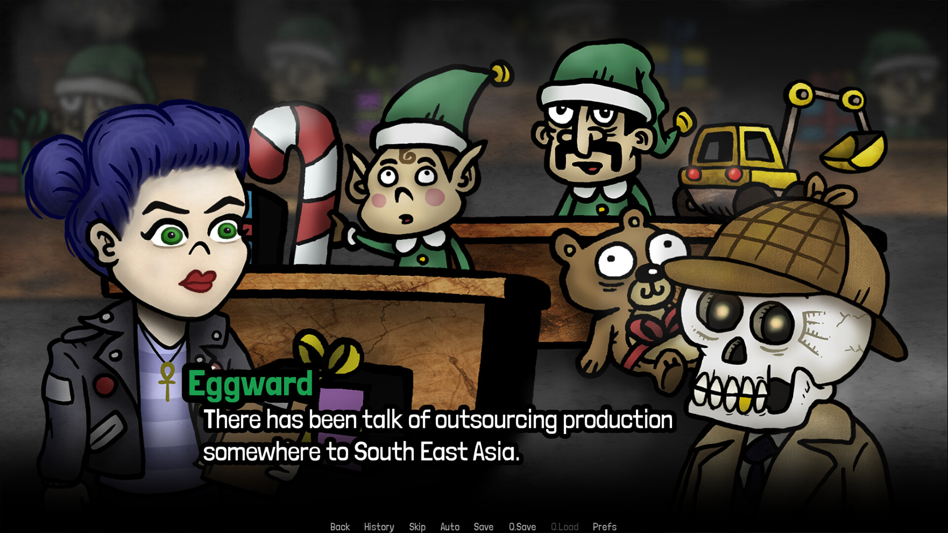 主角們在精靈的工作坊進行調查