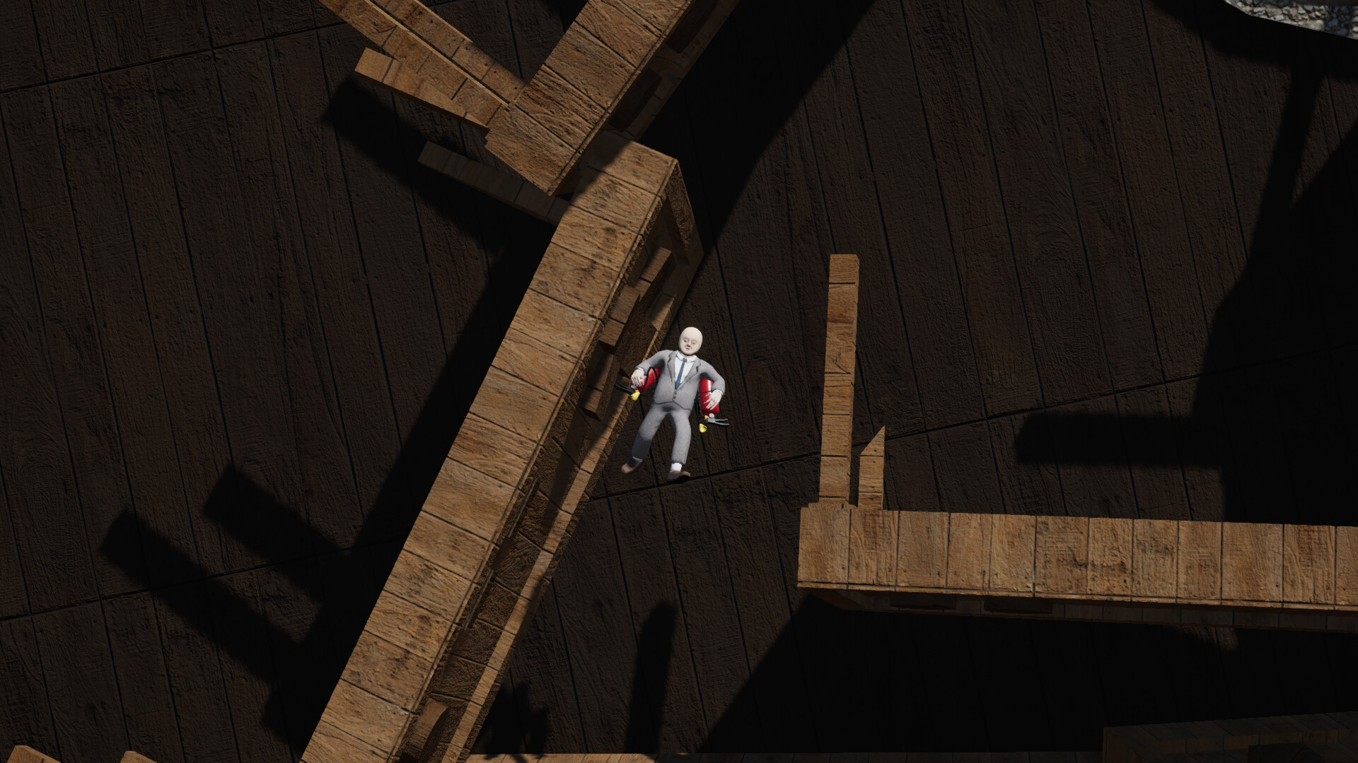 在辦公室場景中穿梭，周圍散落著各種辦公用品，增加了遊戲的代入感