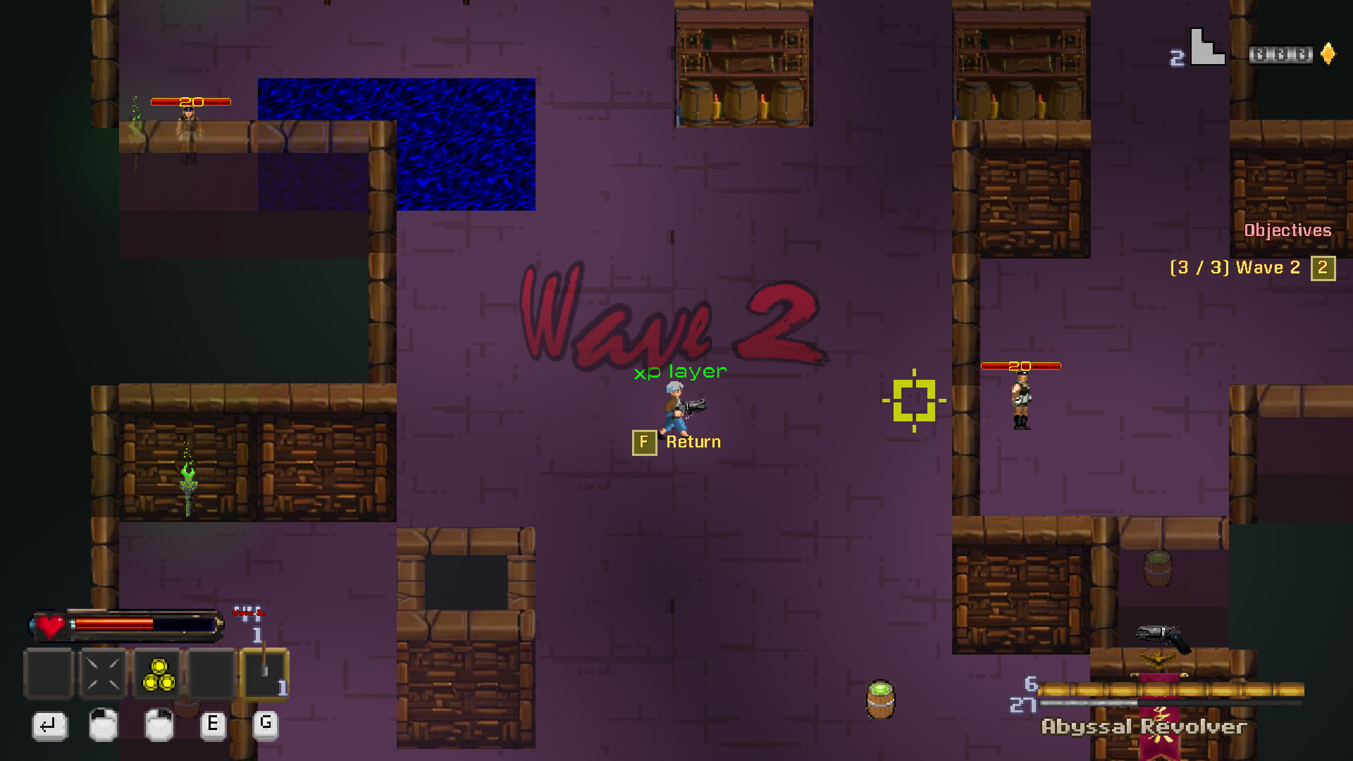 遊戲戰鬥畫面,展示了玩家在充滿障礙物的地圖中與敵人交火