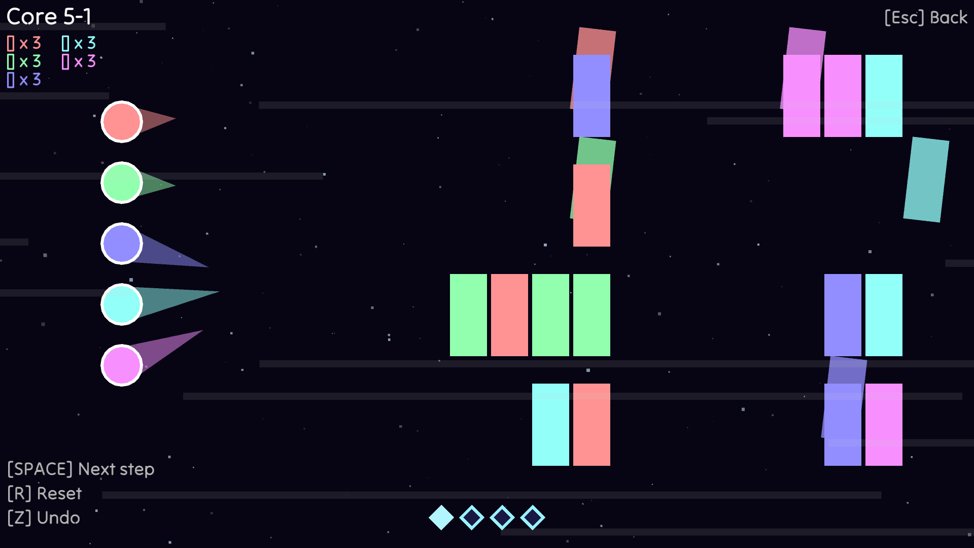 極簡的黑色背景襯托出方塊的鮮豔色彩,視覺效果乾淨俐落。