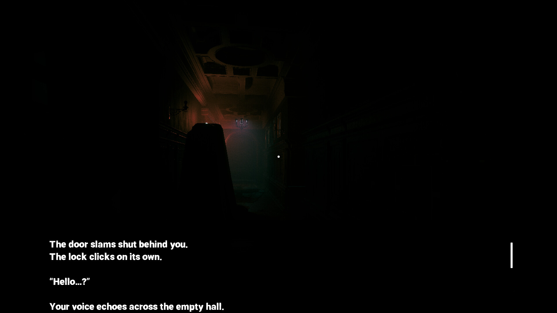 豪宅外的詭異氛圍,遠處的燈光在霧氣中若隱若現