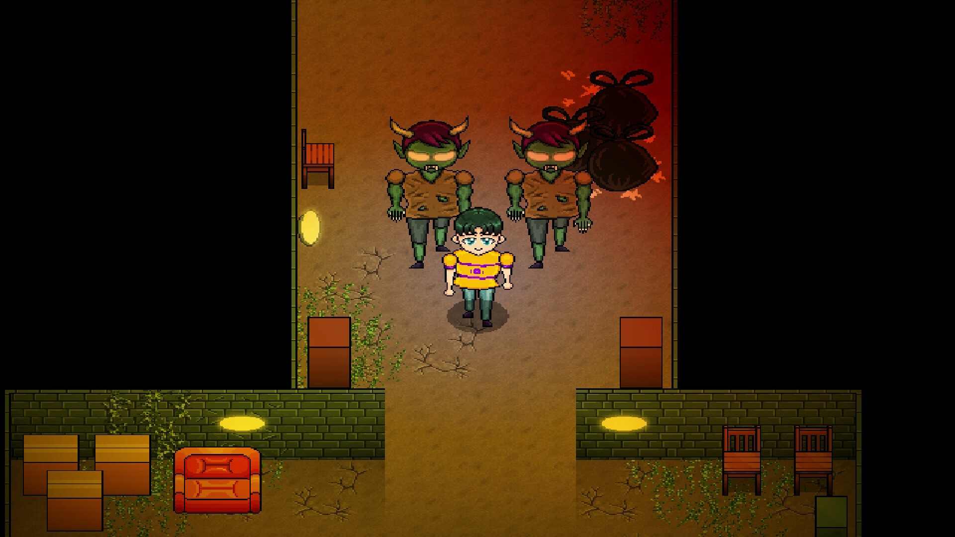 遊戲截圖:昏暗的房間內,似乎隱藏著某種未知的危險