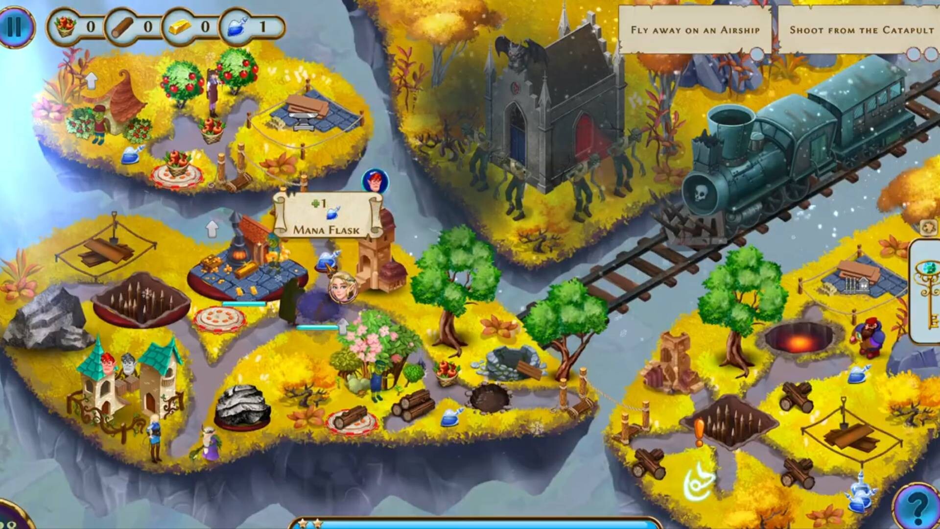 遊戲玩法截圖：工人正在進行資源採集與建設