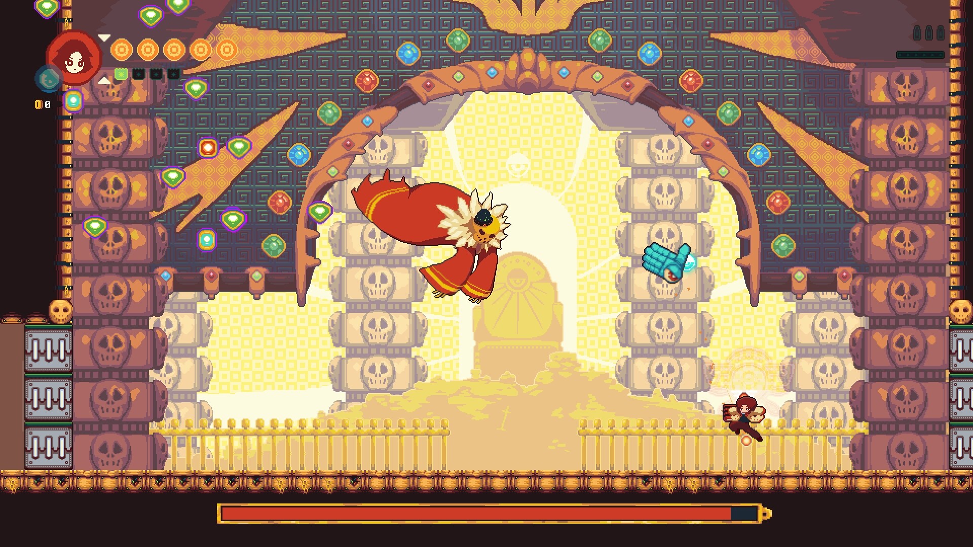 遊戲場景展現了沒落王國 Sophiatica 的壯麗與荒涼，精美的像素風格營造出獨特的氛圍。