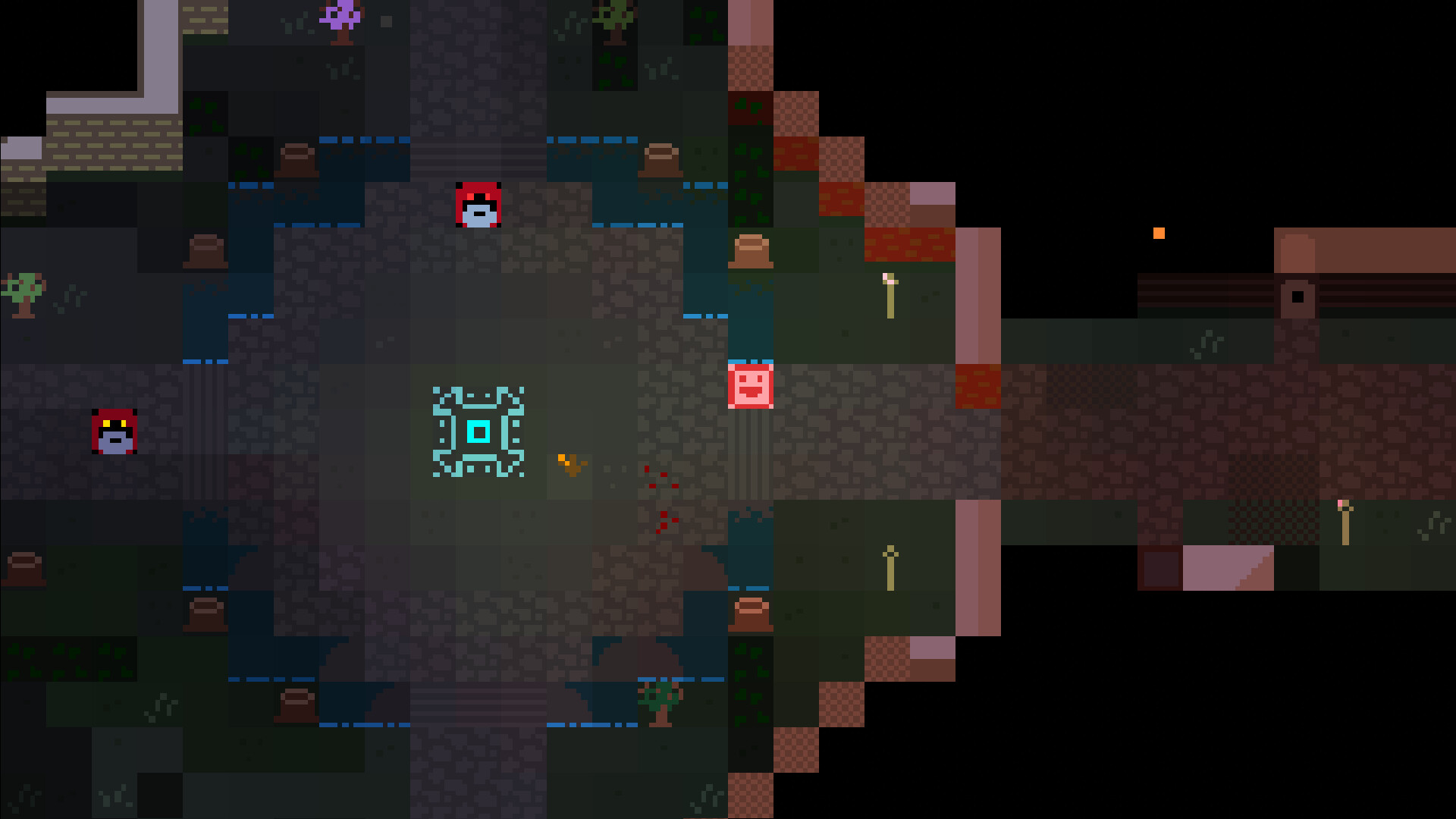 玩家角色站在一個色彩鮮豔的場景中。