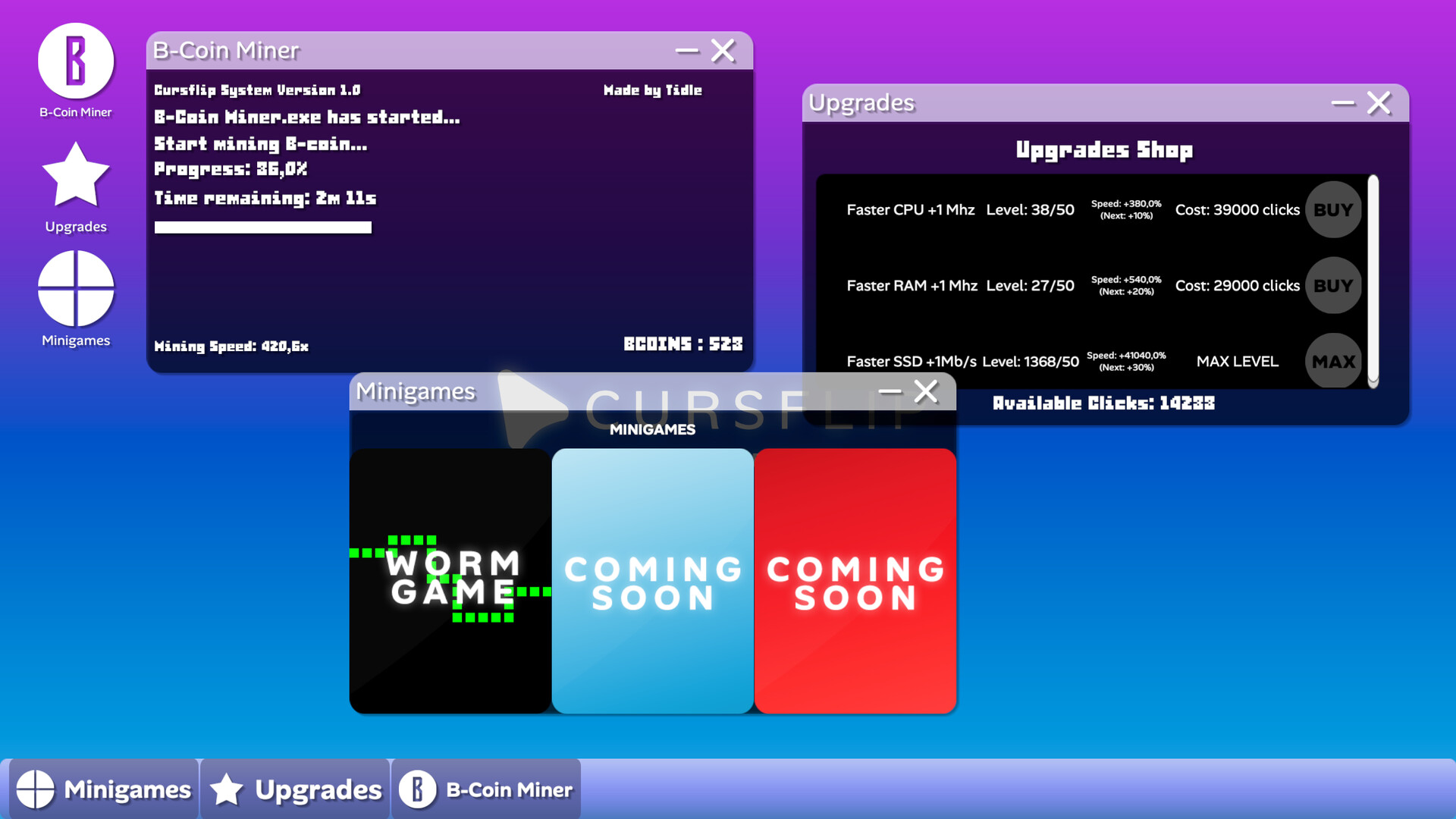 遊戲中的交易或升級介面，充滿科技感的設計