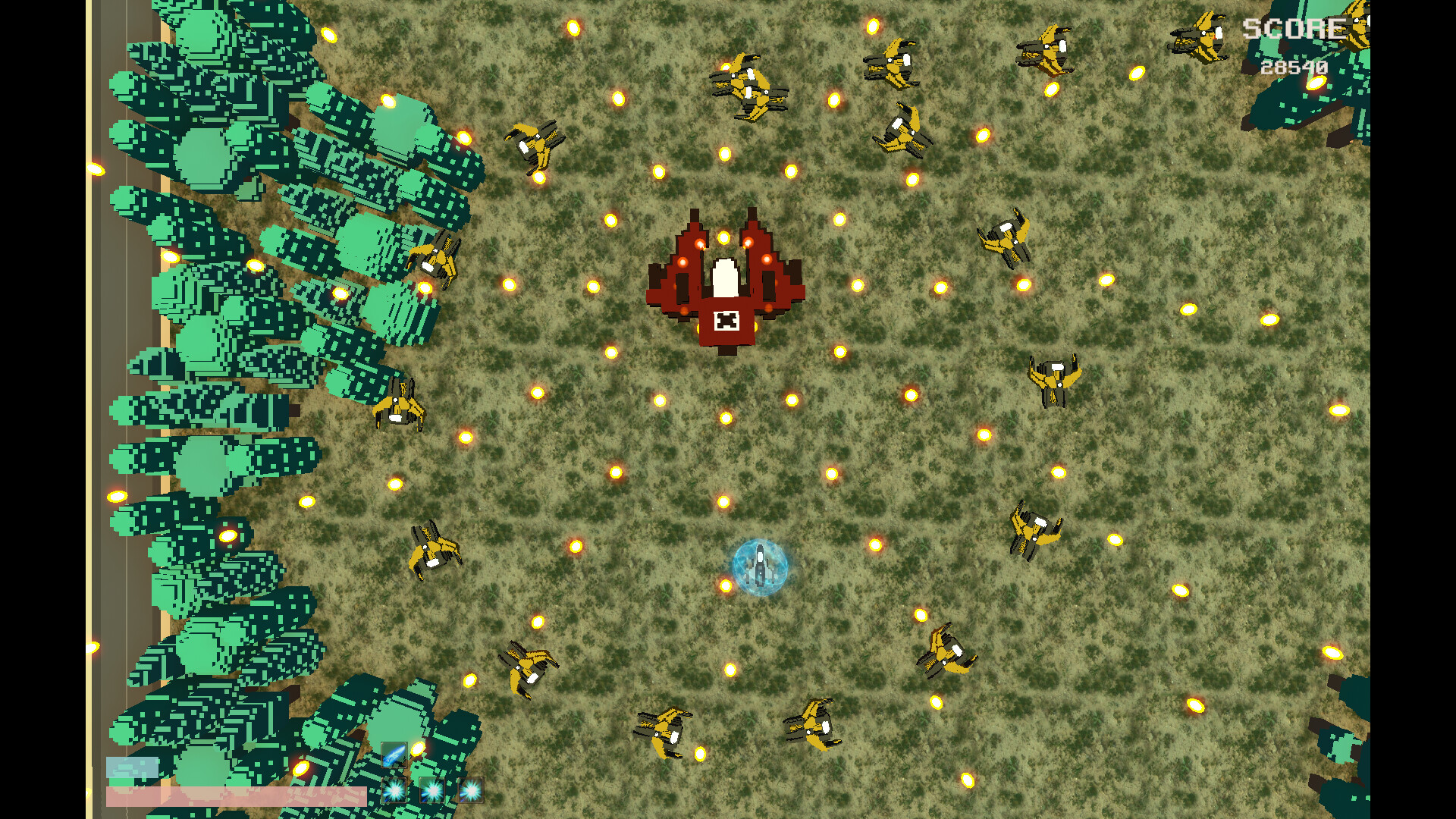 遊戲實際畫面截圖,展示了從森林前線出發的初期戰鬥場景,2.5D 的視角讓地景更有層次感。