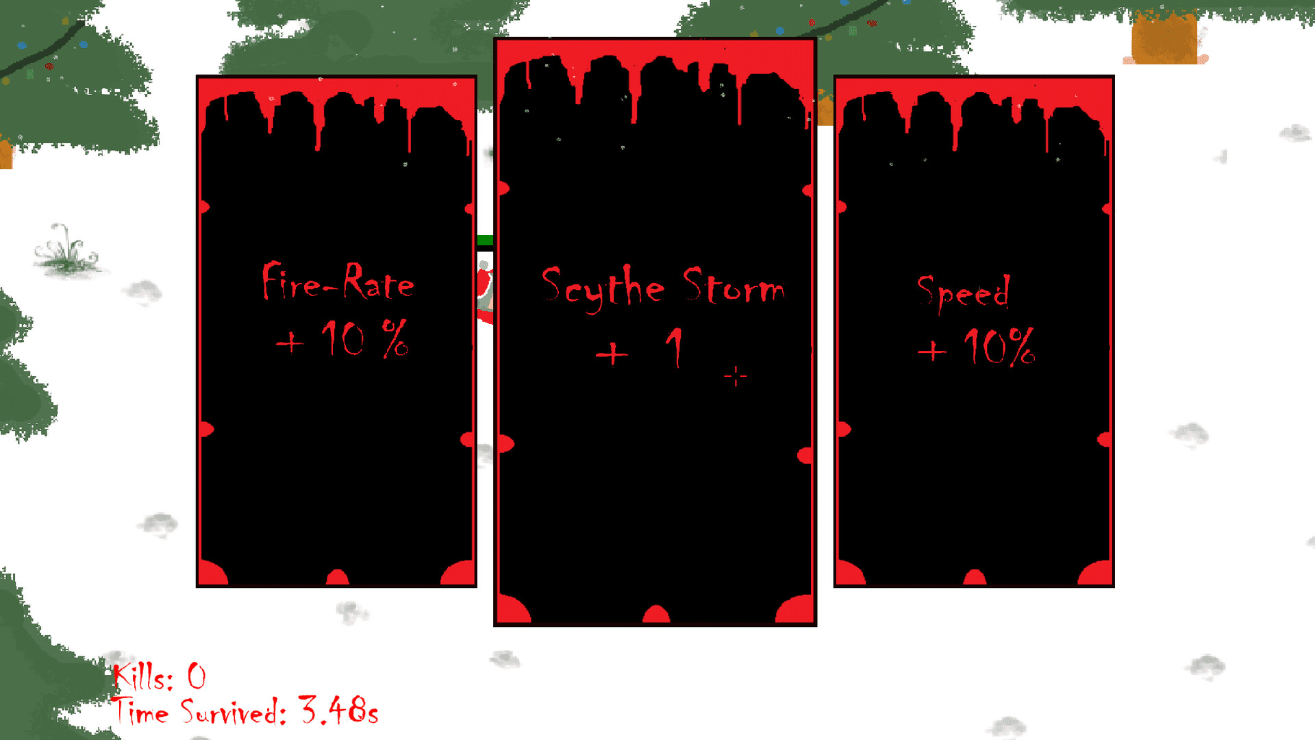 遊戲的主視覺，展現了聖誕老人在冰天雪地中對抗成群的敵人。