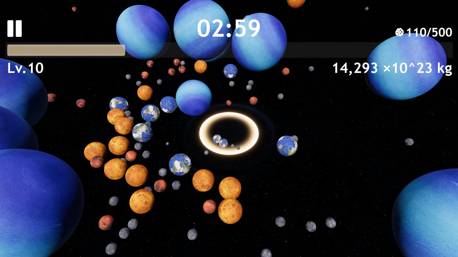 遊戲後期畫面充滿了大量可被吞噬的物體