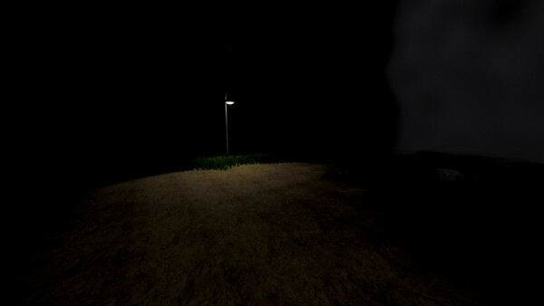 手電筒光束照亮一個廢棄的室內，充滿雜物和詭異氣氛。