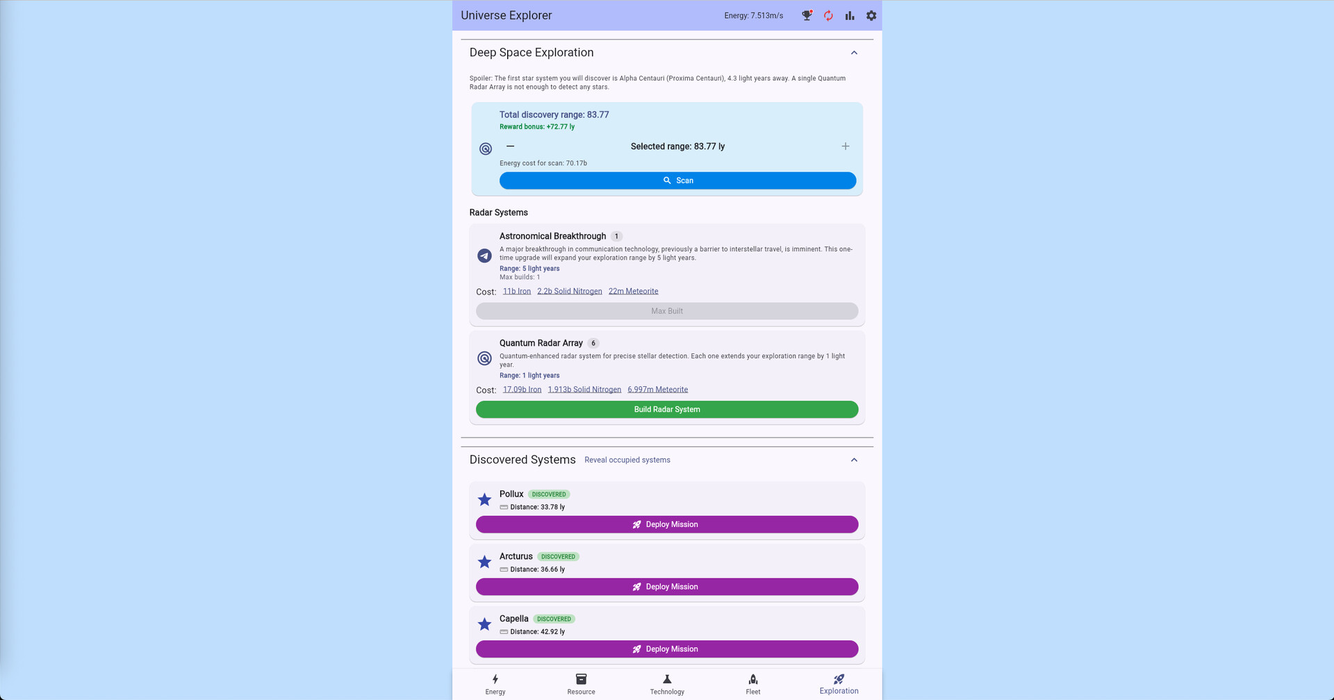 星際探索地圖與星球資訊