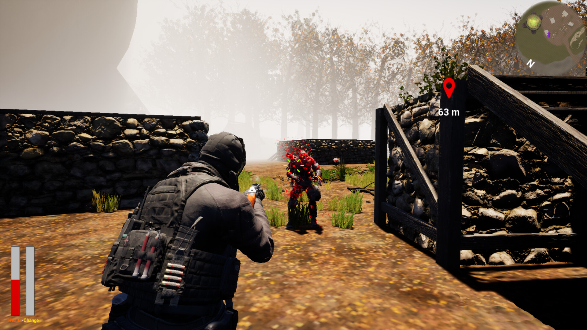 主角在一個充滿科技感與神秘氣息的設施中探索。