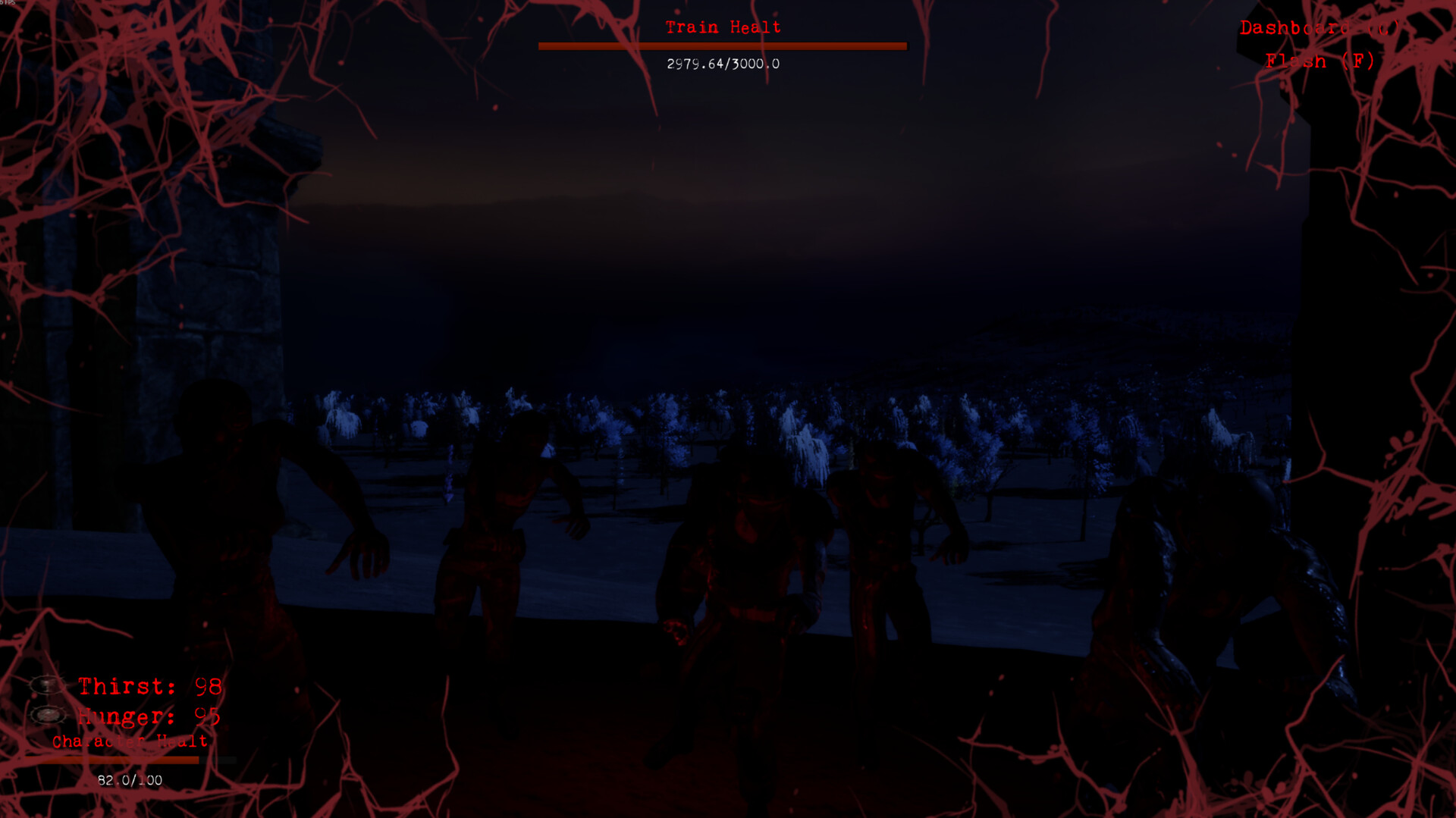 火車內部的管理介面，玩家需監控各項數值與升級裝備