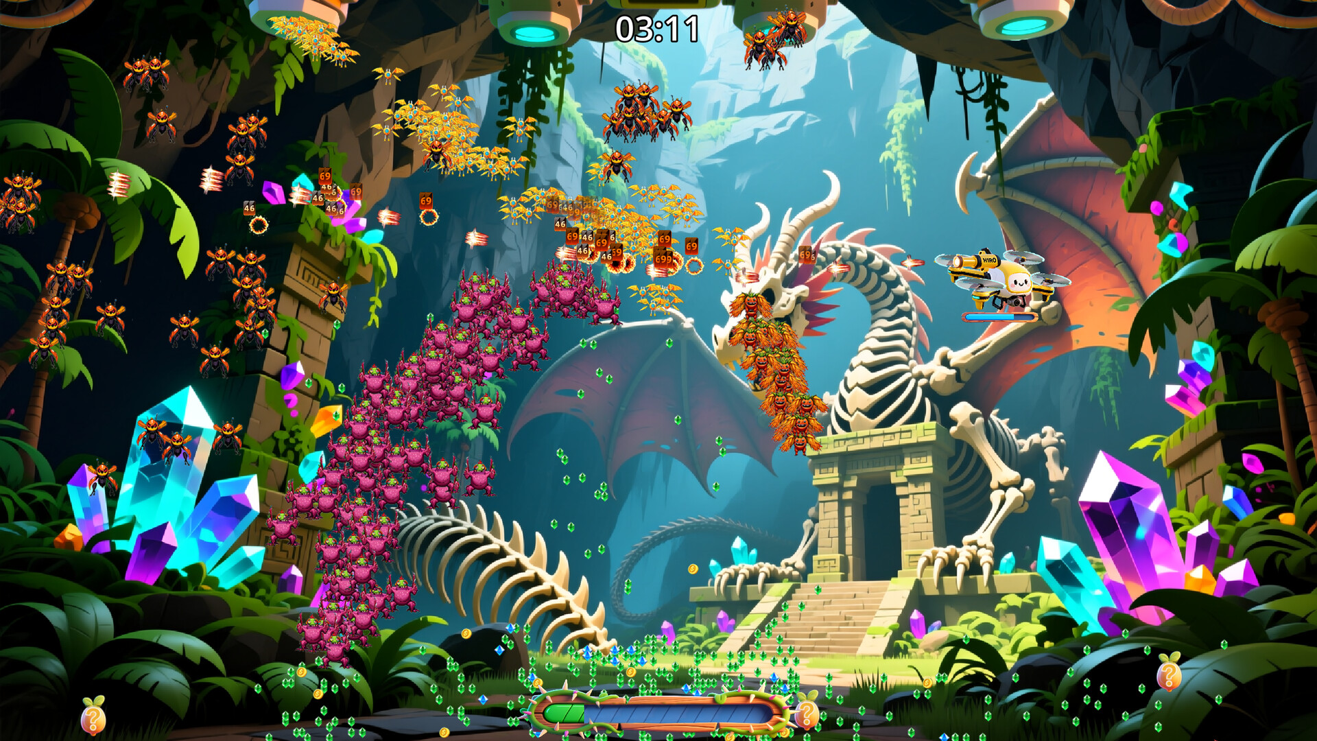 遊戲中出現的另一種戰鬥場景,展示了不同的植物組合策略。