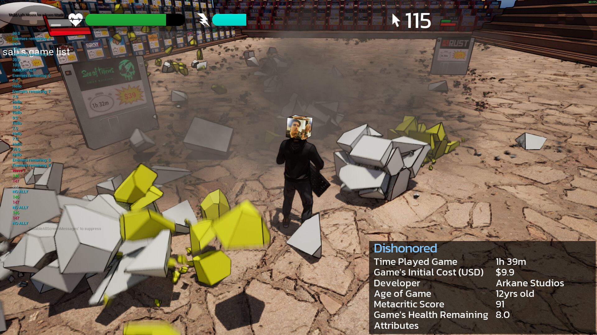 遊戲中充滿混亂的戰鬥場景,各種遊戲標題化身為實體攻擊玩家