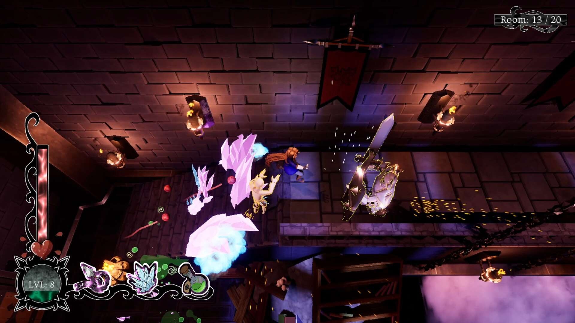 面對巨大的 Boss 戰,畫面上充滿了壓迫感與特效。