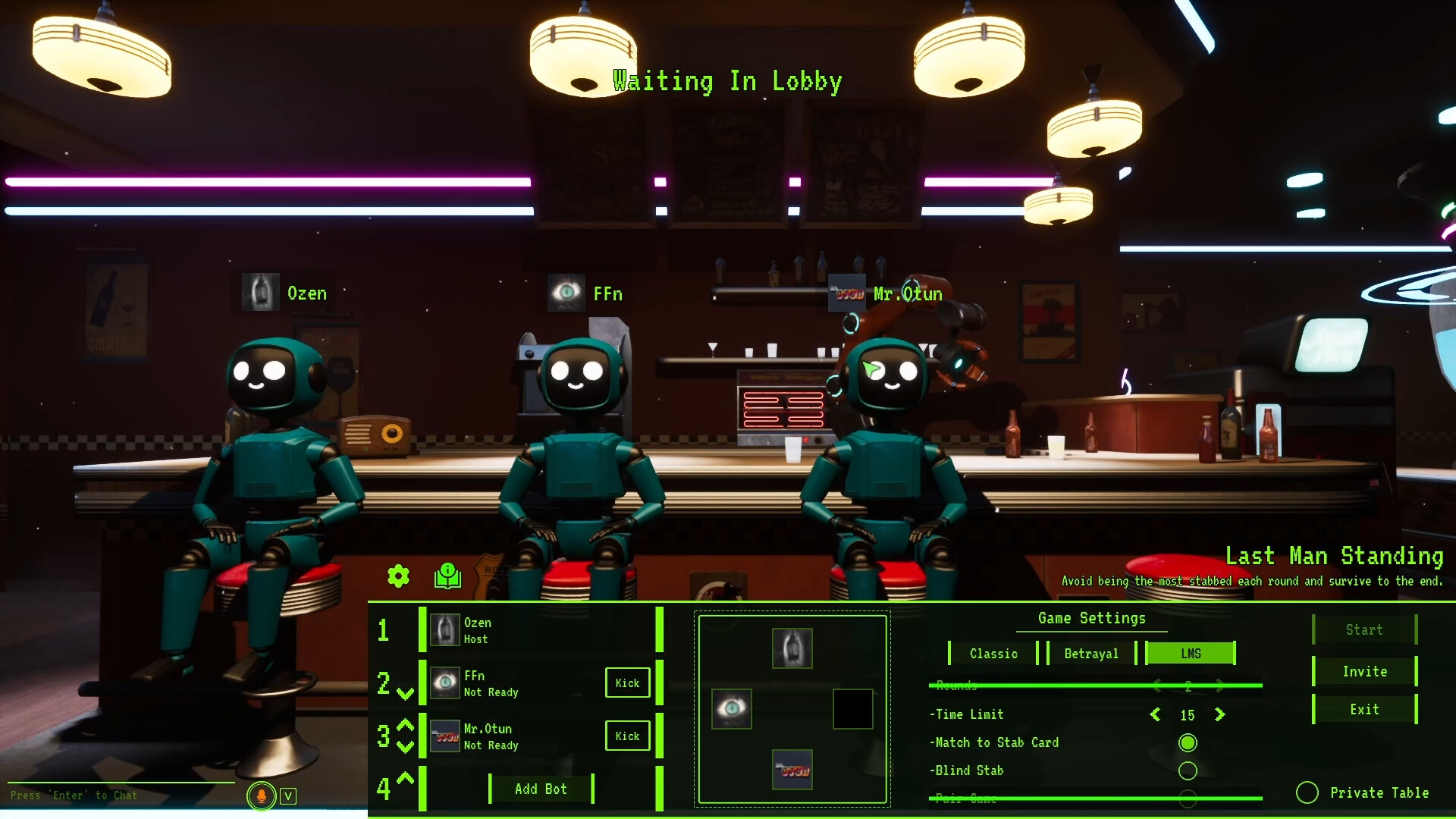 Stab Club 手牌介面與對手