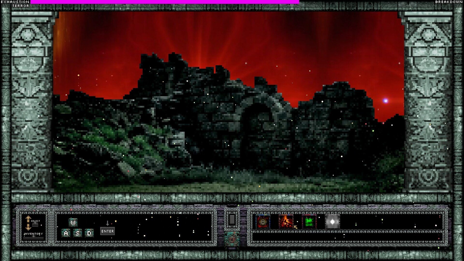 遊戲截圖：黑白與紅色的強烈對比