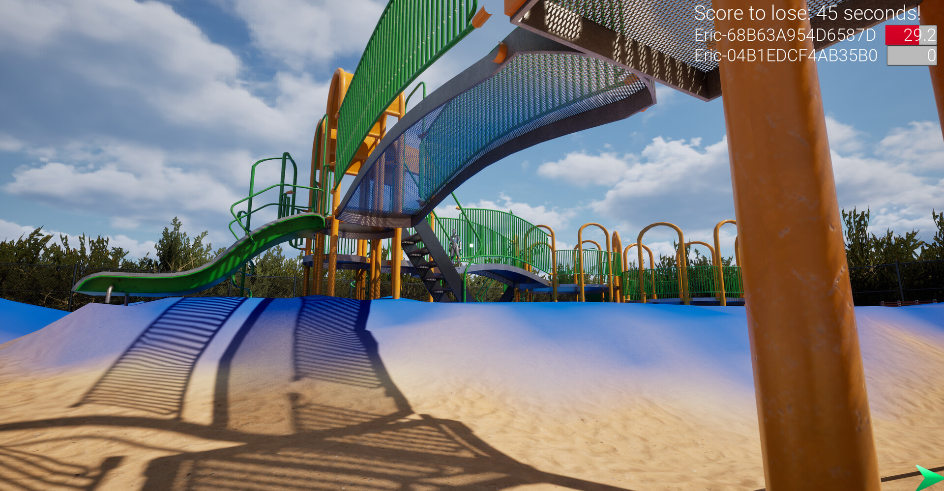 兩名玩家在場景中近距離遭遇,氣氛緊張。