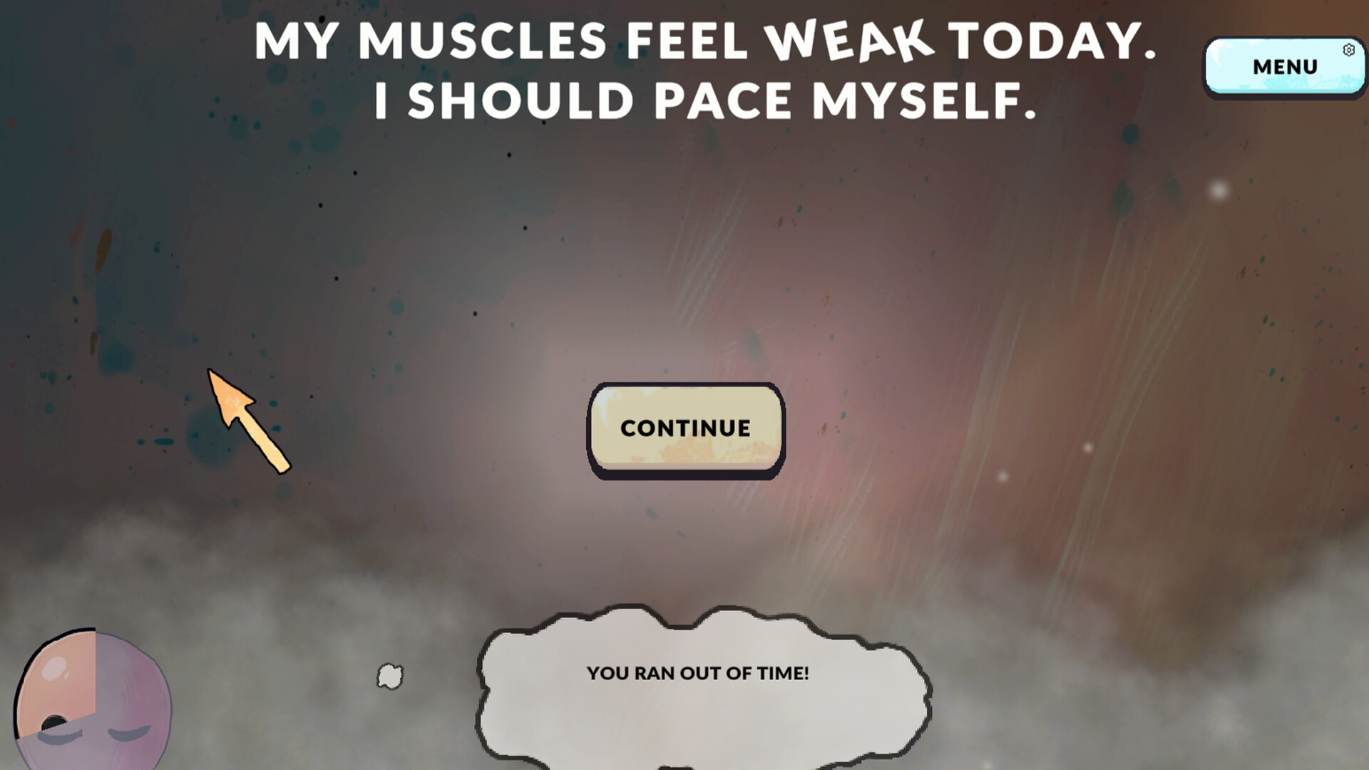 遊戲畫面顯示主角疲憊地躺在床上，周圍散落著書籍和筆記，傳達出一種心有餘而力不足的感覺。