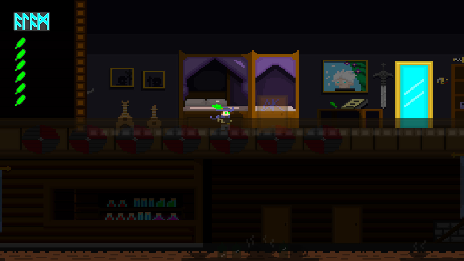 遊戲中的對話場景,展現了獨特的字體設計與角色立繪。