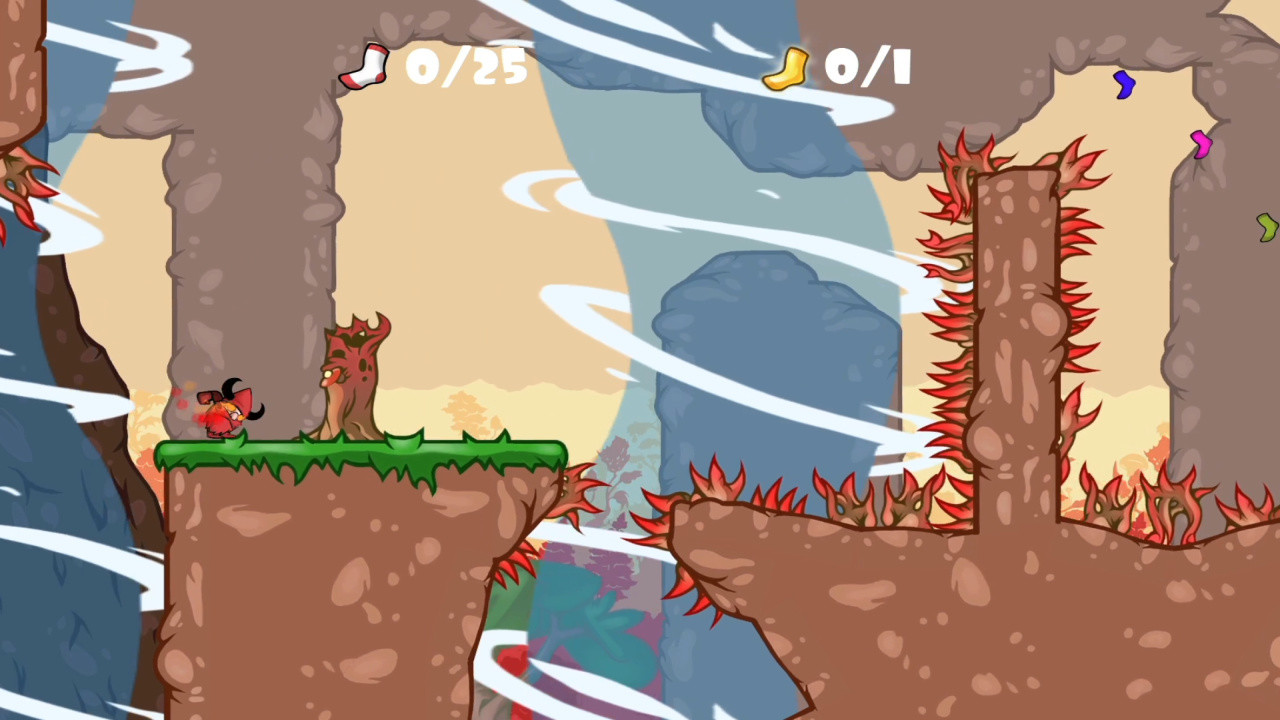 遊戲的 UI 設計簡潔，左上角顯示襪子收集數量