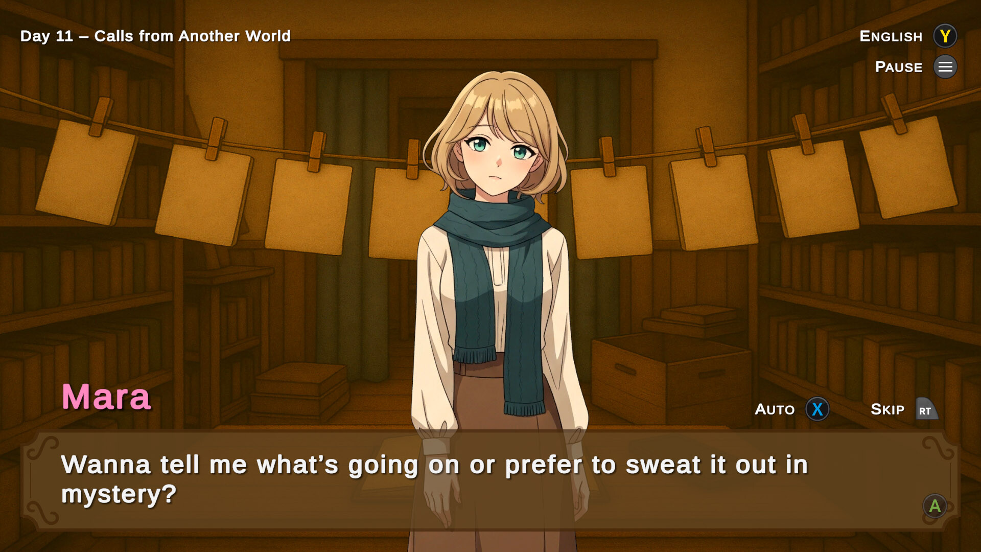 主角站在冬季的街道上,雪花飄落,營造出寧靜而略帶憂鬱的氛圍。