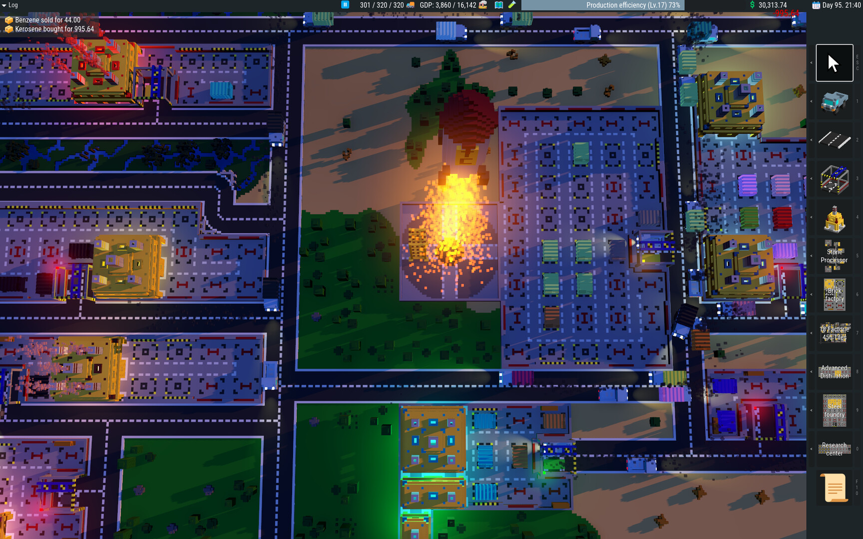 遊戲中龐大的工廠與城市景觀