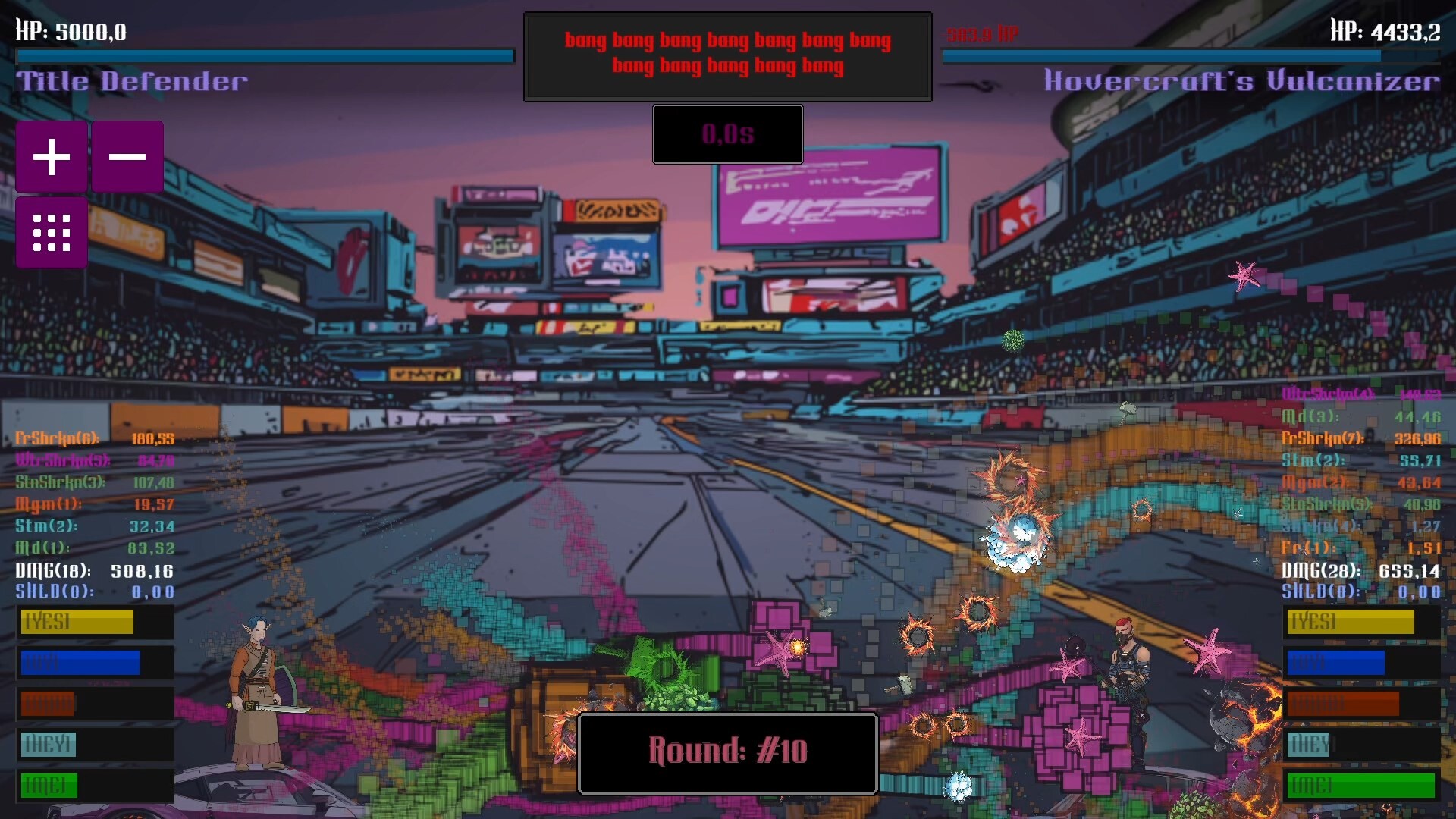 Mad Bang Bang 戰鬥場景，雙方施展強力魔法