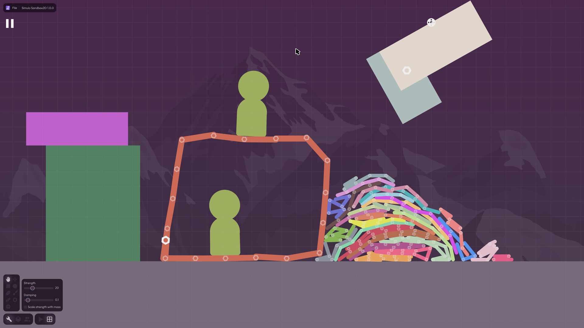 遊戲中豐富的物件庫與編輯工具介面