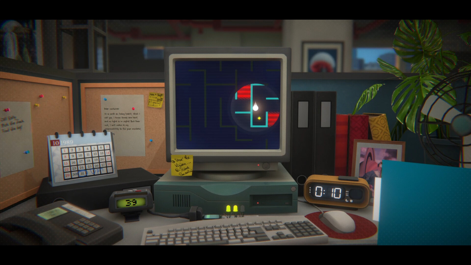 遊戲截圖展示了類似傳送門的機制，為單純的迷宮增加了空間跳躍的深度。