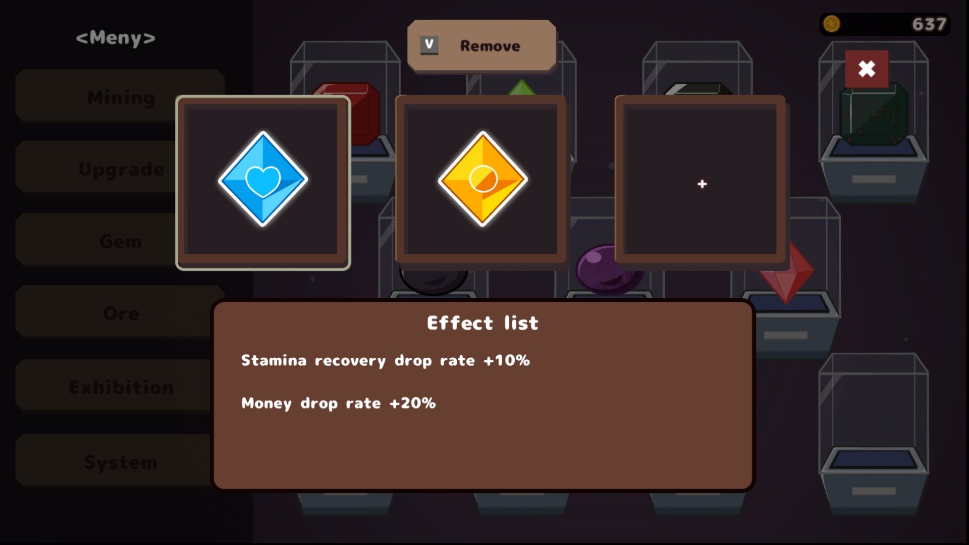 遊戲的升級介面，玩家可以強化自己的工具。