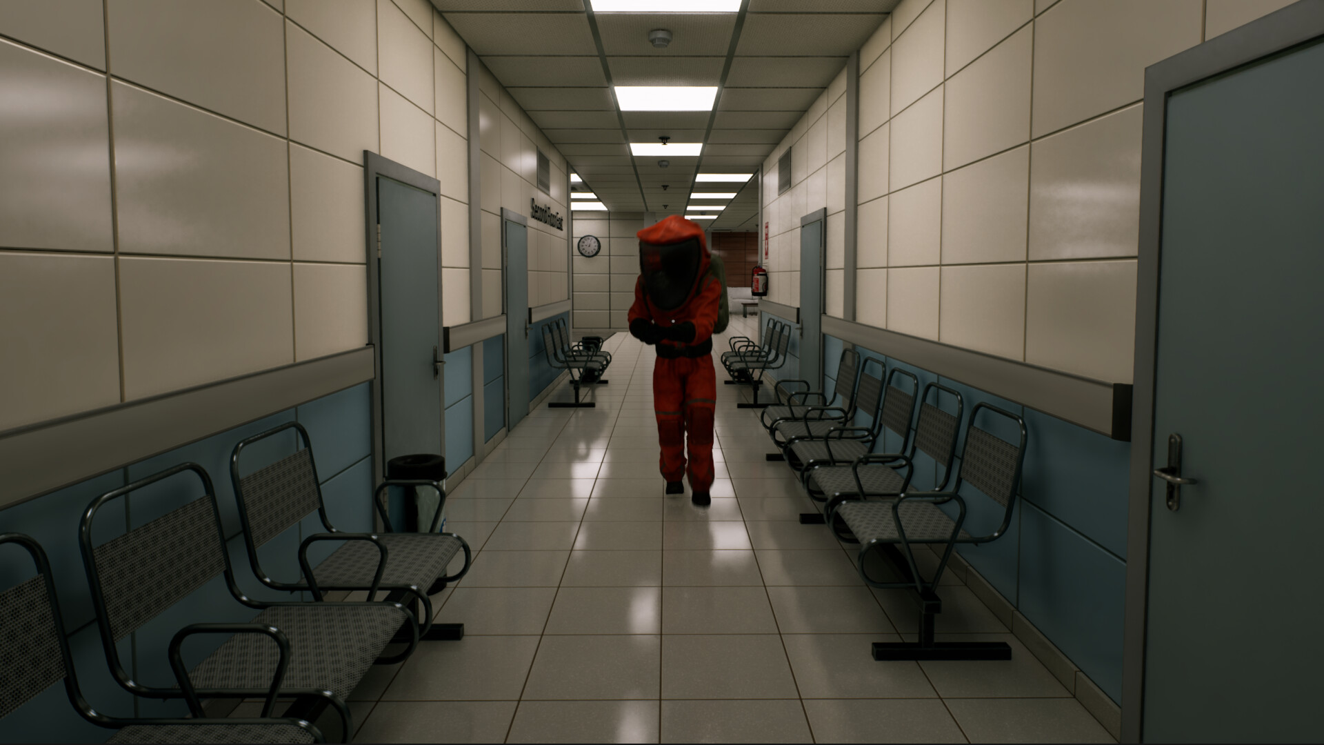 第一人稱視角下的戰鬥畫面,玩家似乎正在使用近戰武器防禦