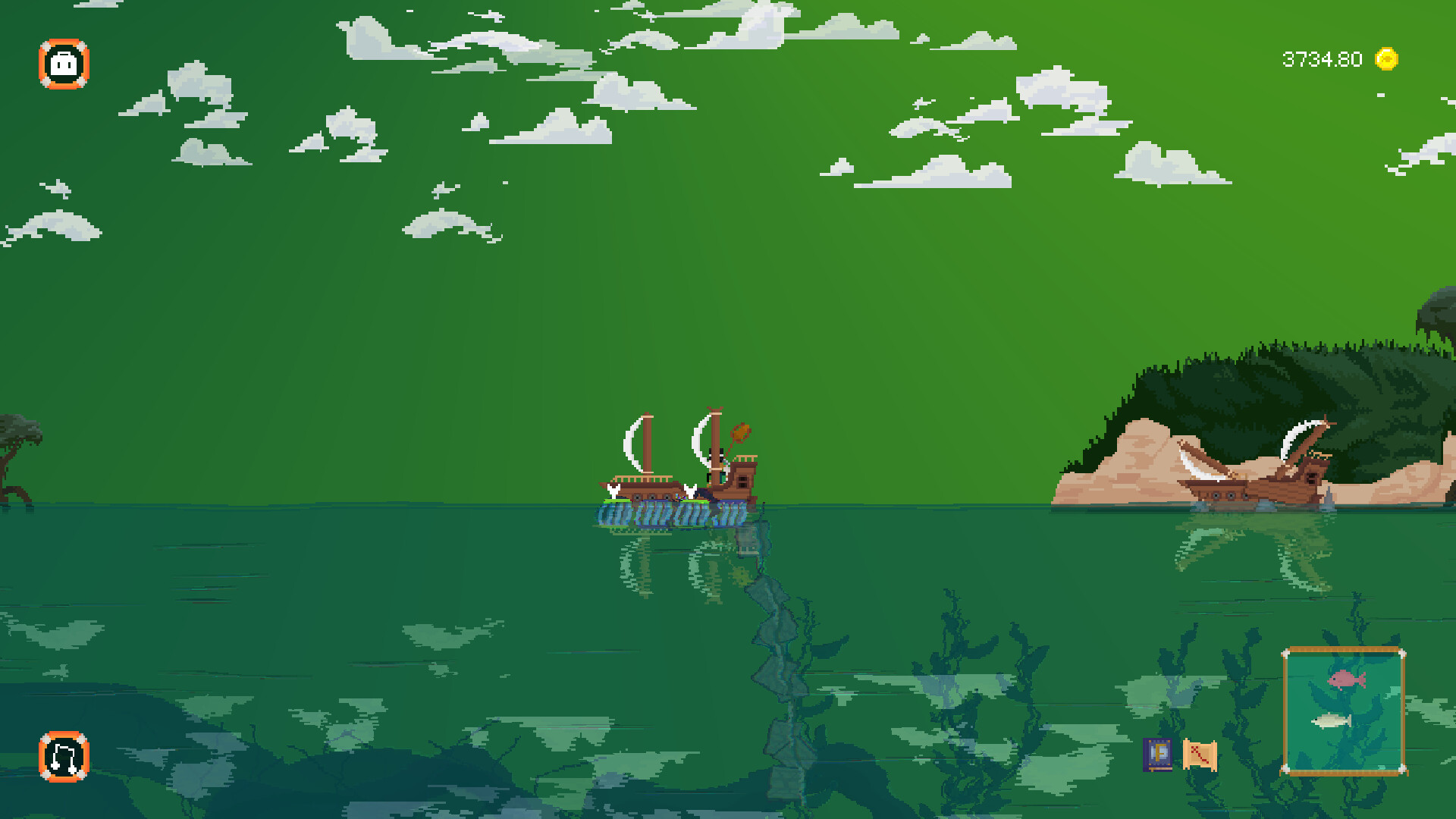 遊戲截圖，展示了角色釣到一條奇特的魚。