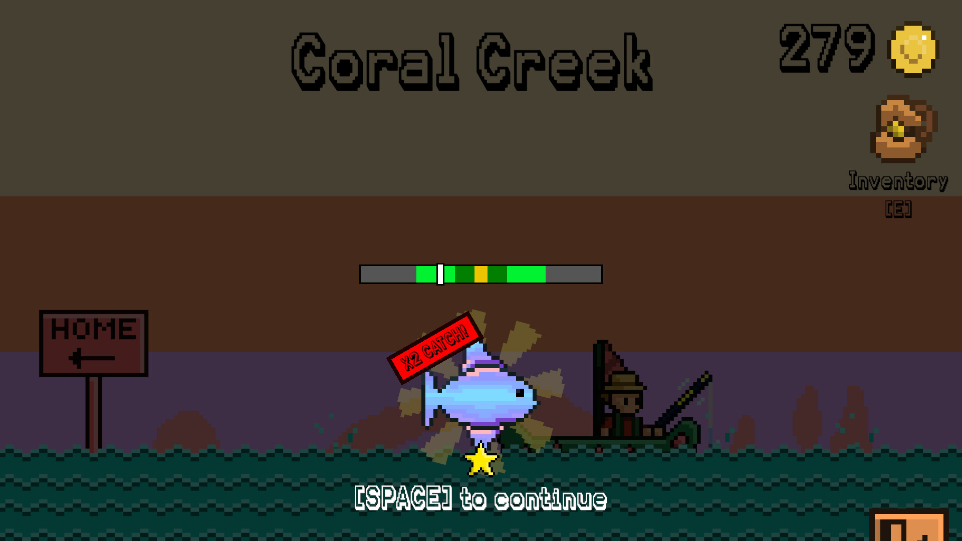 遊戲中的魚市介面，玩家可以在這裡出售漁獲。