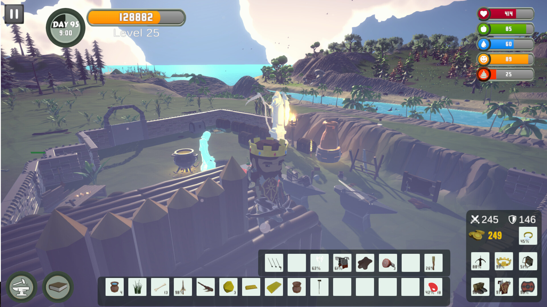 玩家建設的木製基地與防禦工事